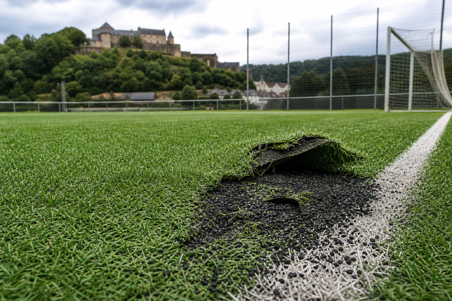 Kunstrasen im Kammerforststadion Saarburg mutwillig beschädigt