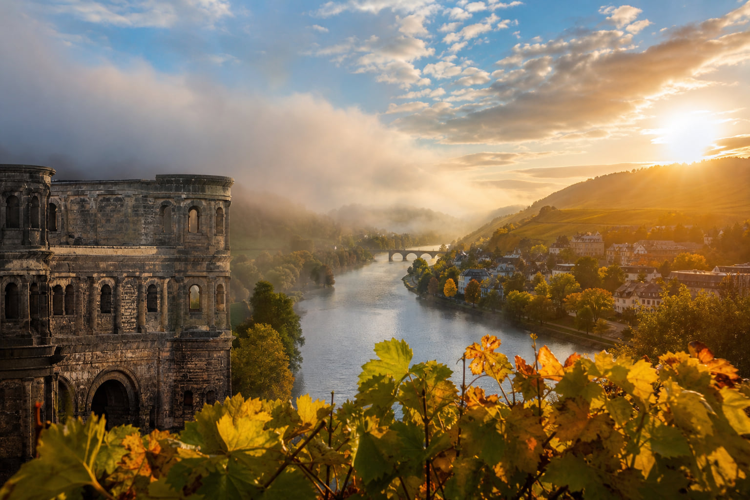 Herbstwetter in Trier: Nebel am Morgen, Sonne am Nachmittag