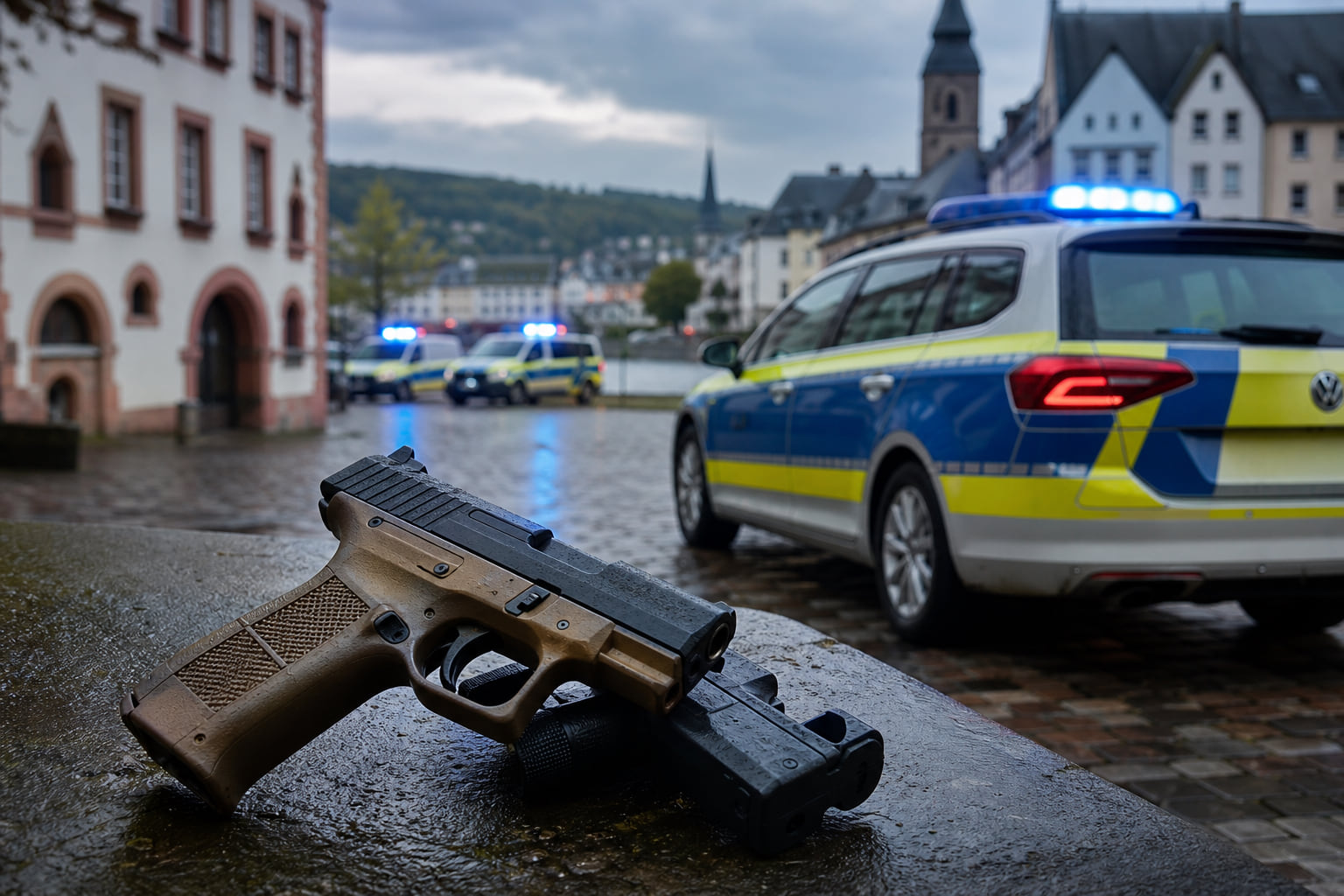 Falsche Pistolen, echter Großeinsatz: Polizei rückt in Wittlicher Innenstadt aus
