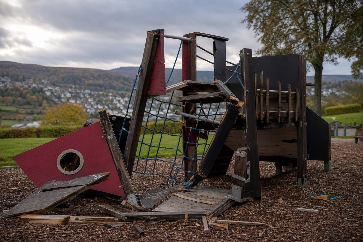 Piratenschiff auf Spielplatz in Mertesdorf mutwillig zerstört