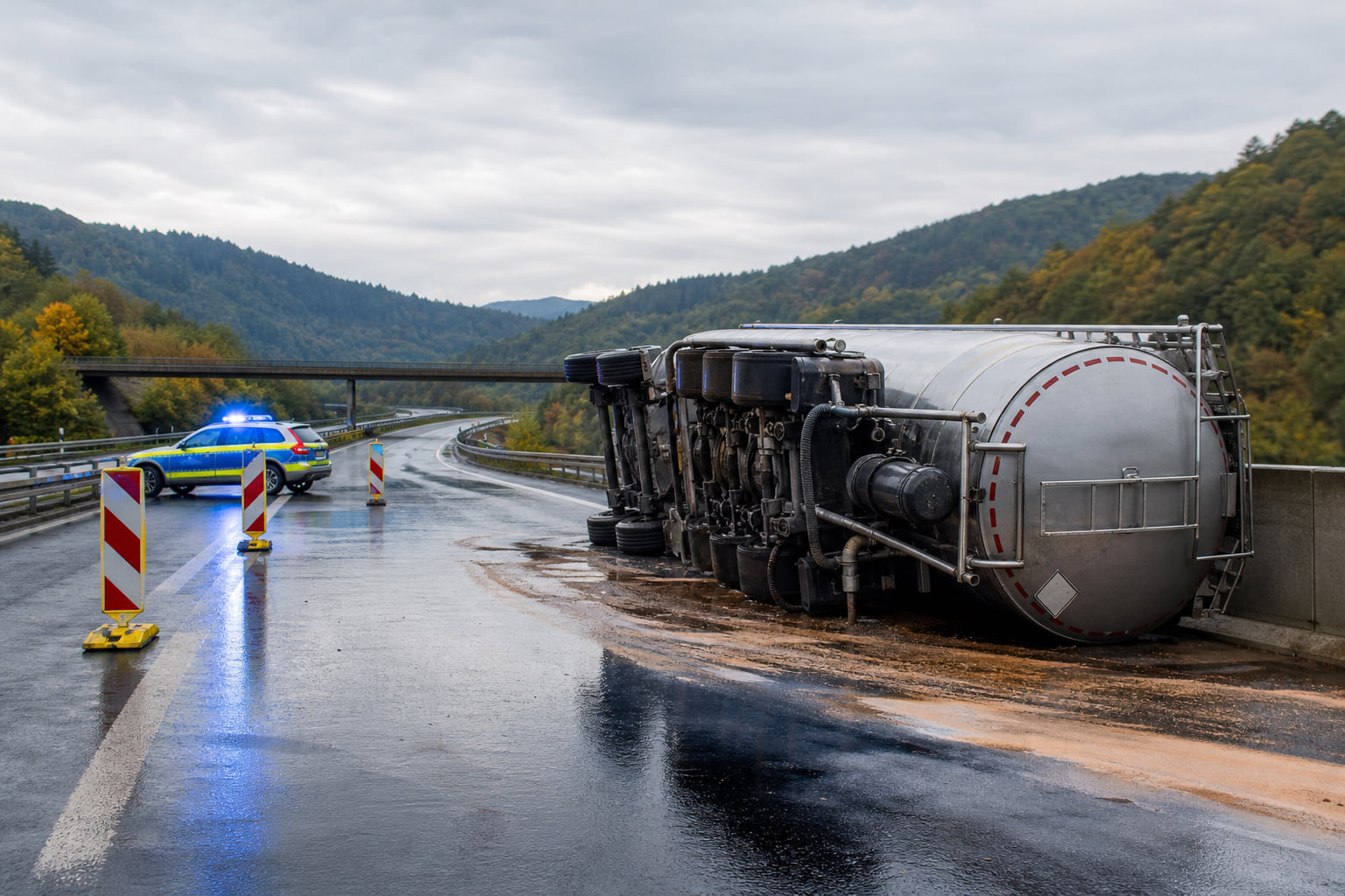 Diesel-Unfall am Autobahnkreuz Wittlich: Zubringer zur A1 voll gesperrt