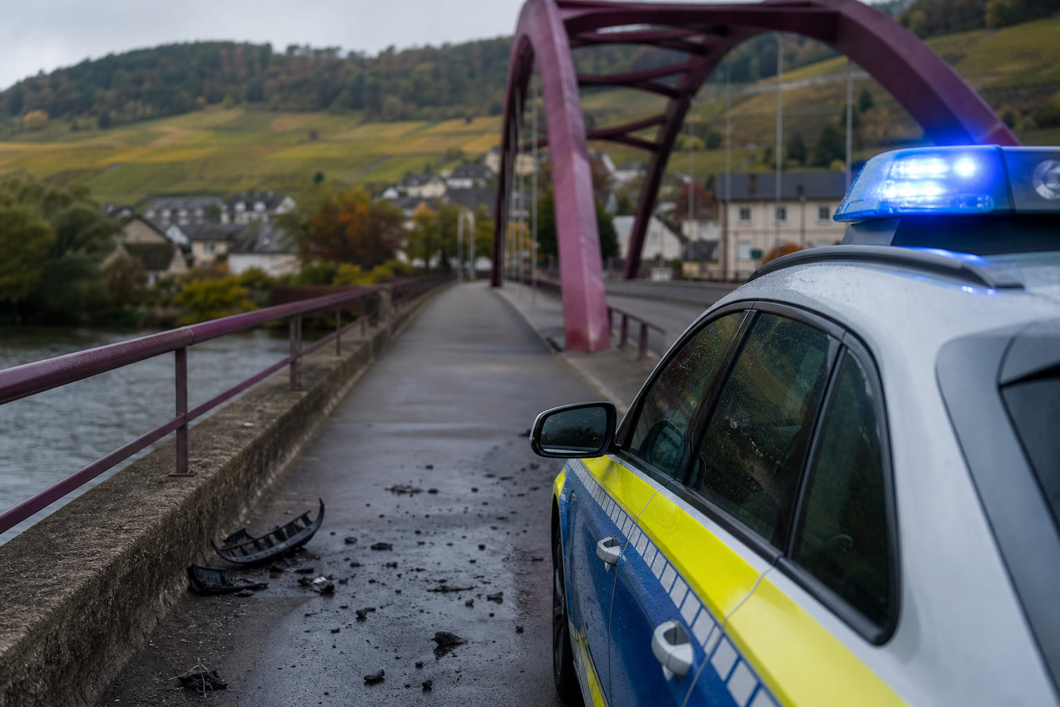 Unfallflucht nach Zusammenstoß auf der Moselbrücke in Bullay